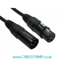3 Pin XLR Male to Female Cable - Black or Silver Shielded