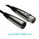 3 Pin XLR Male to Female Cable - Black or Silver Shielded