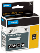 Dymo Rhino 18759 / 18489 Black on White Flexible Nylon Tape - 19mm